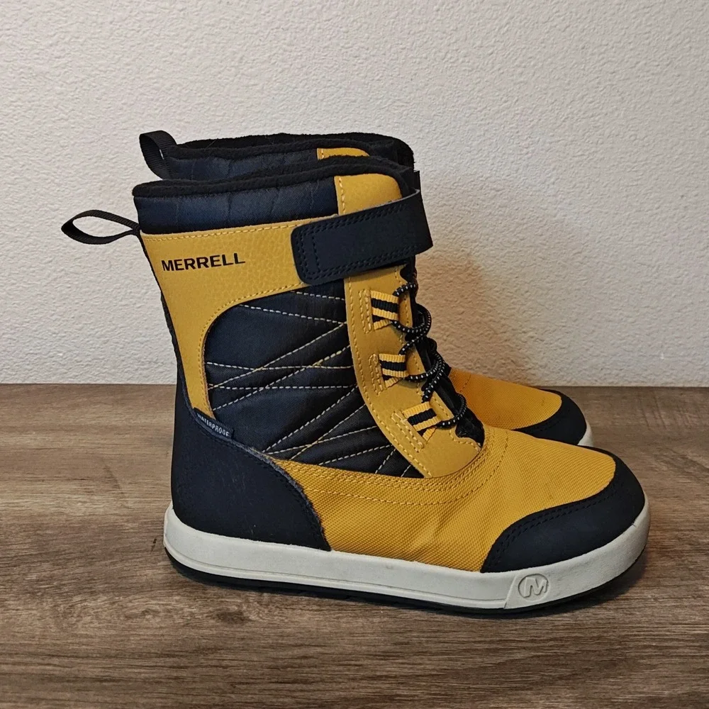 Merrell Snow Quest‎ Lite 3.0 Kids Size 1 Yellow Black Waterproof Winter Boots